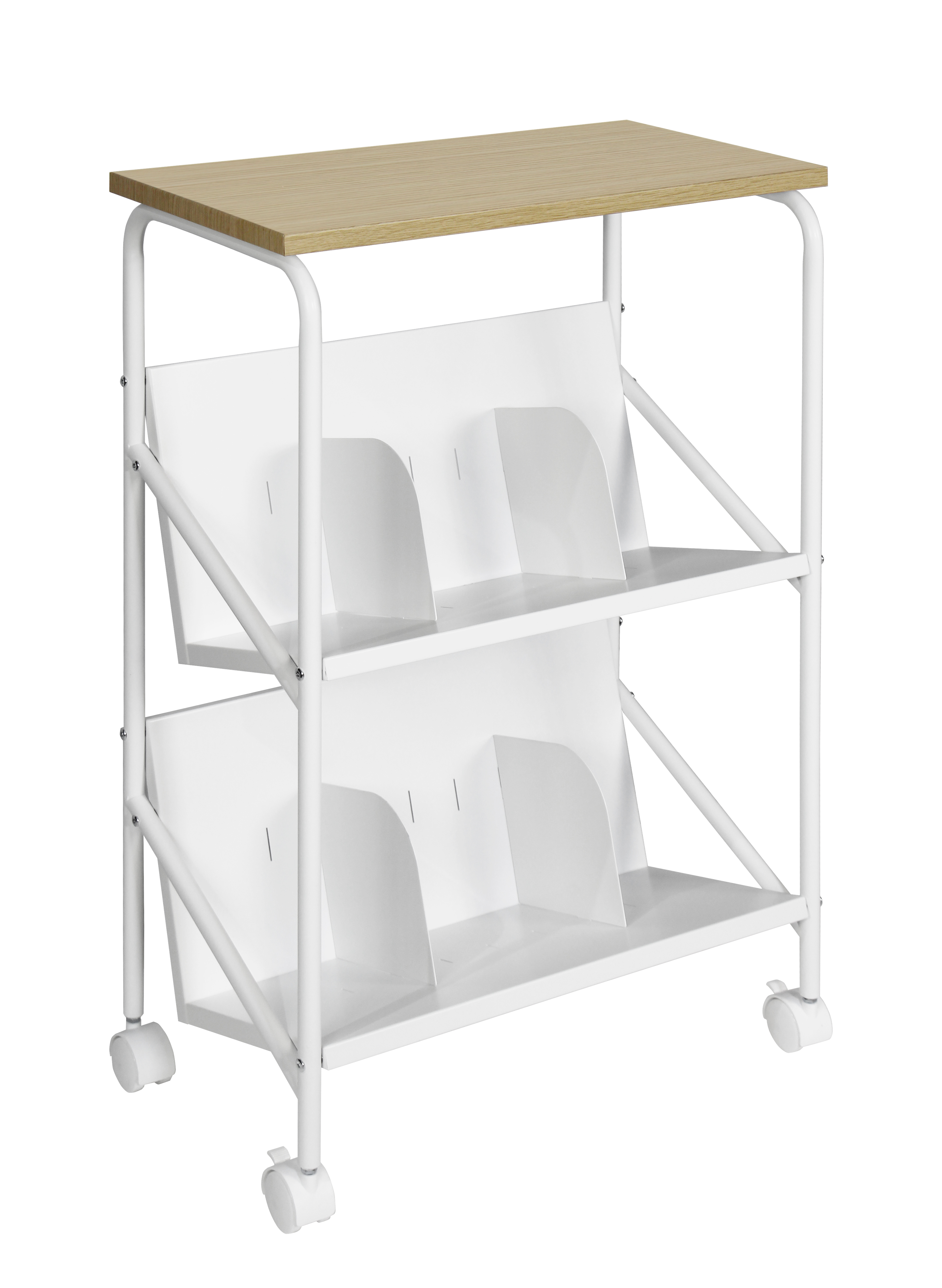 China Factory Metal Book Rack WEBBER 2-tier with Top Heat Print Shelf