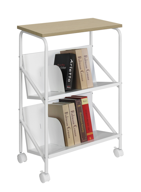 China Factory Metal Book Rack WEBBER 2-tier with Top Heat Print Shelf