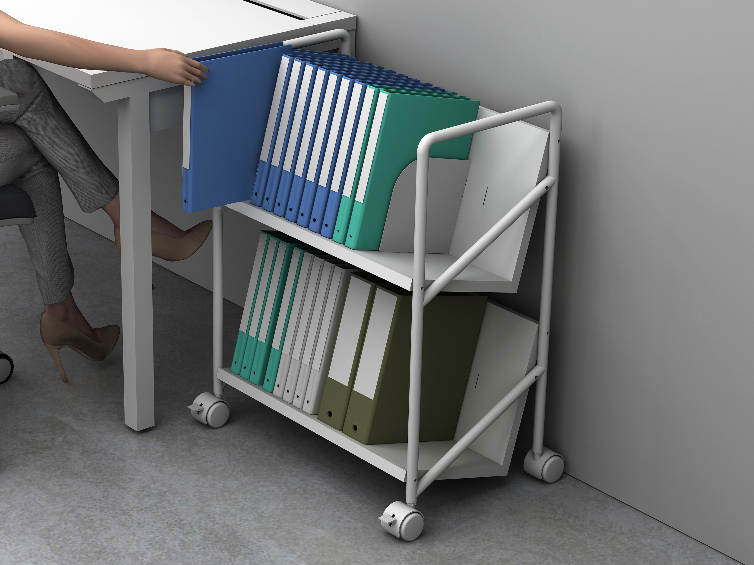 2- Tier Mobile Storage Rack Trolley Organizer 