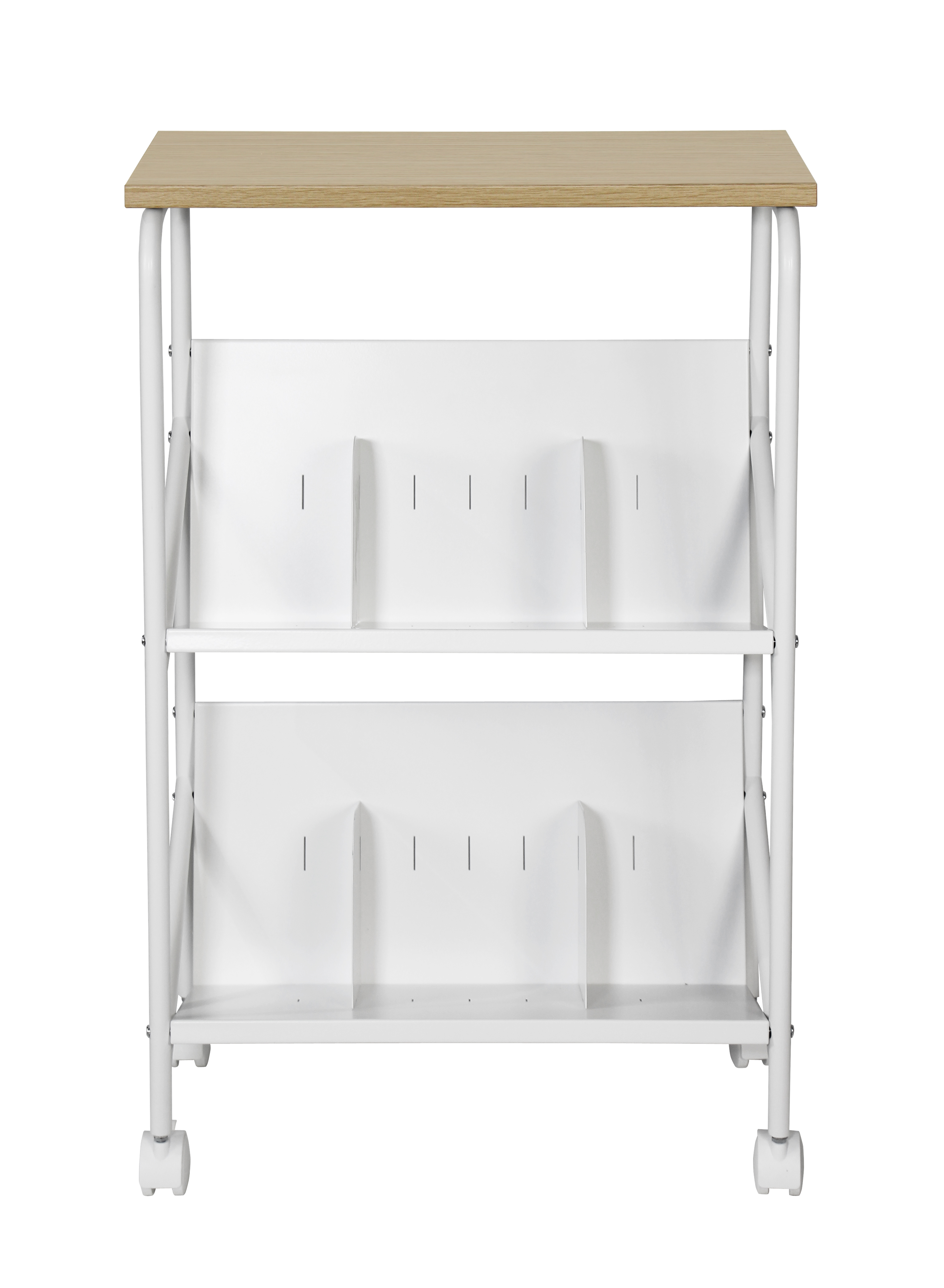 China Factory Metal Book Rack WEBBER 2-tier with Top Heat Print Shelf