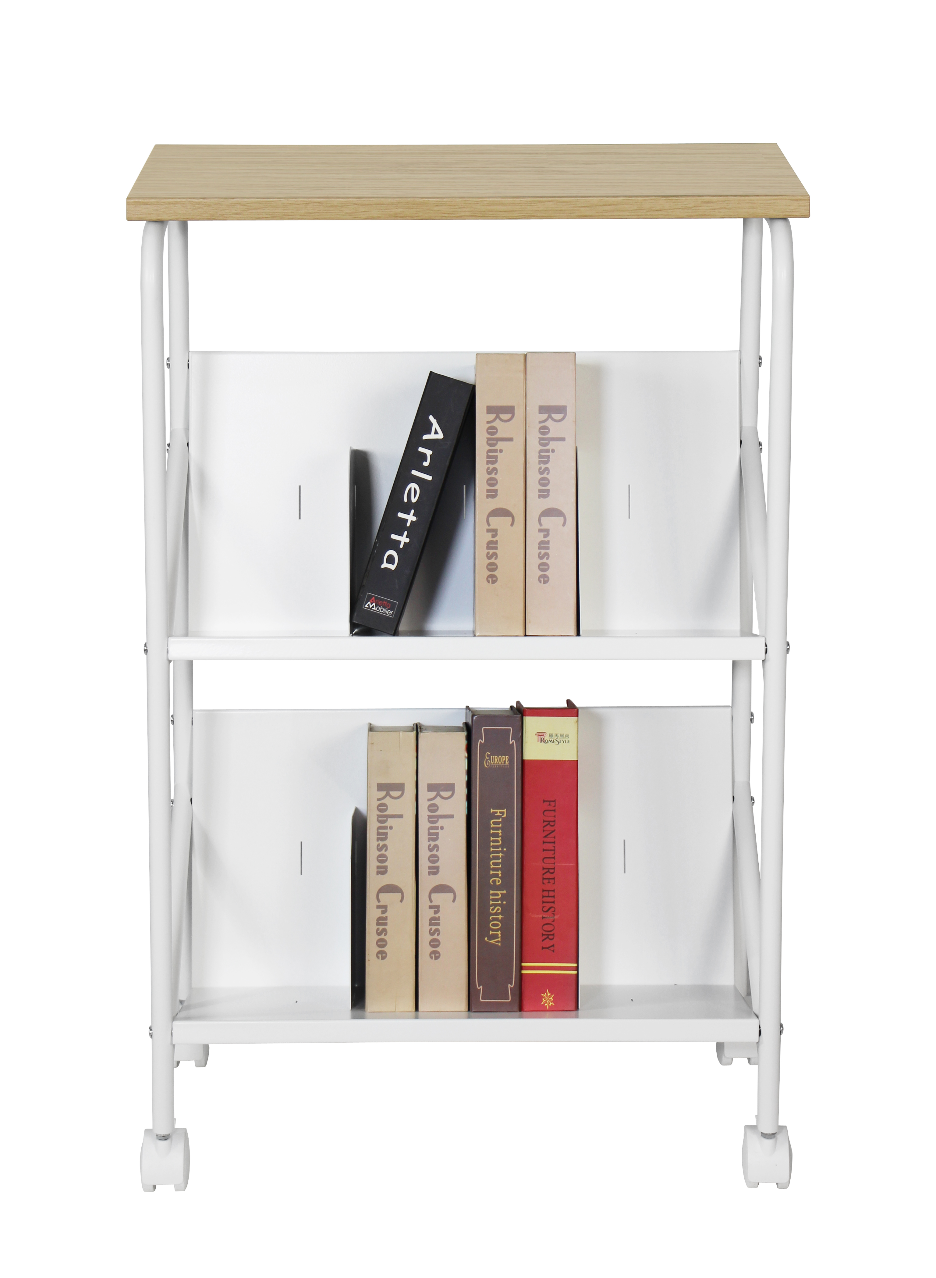 China Factory Metal Book Rack WEBBER 2-tier with Top Heat Print Shelf