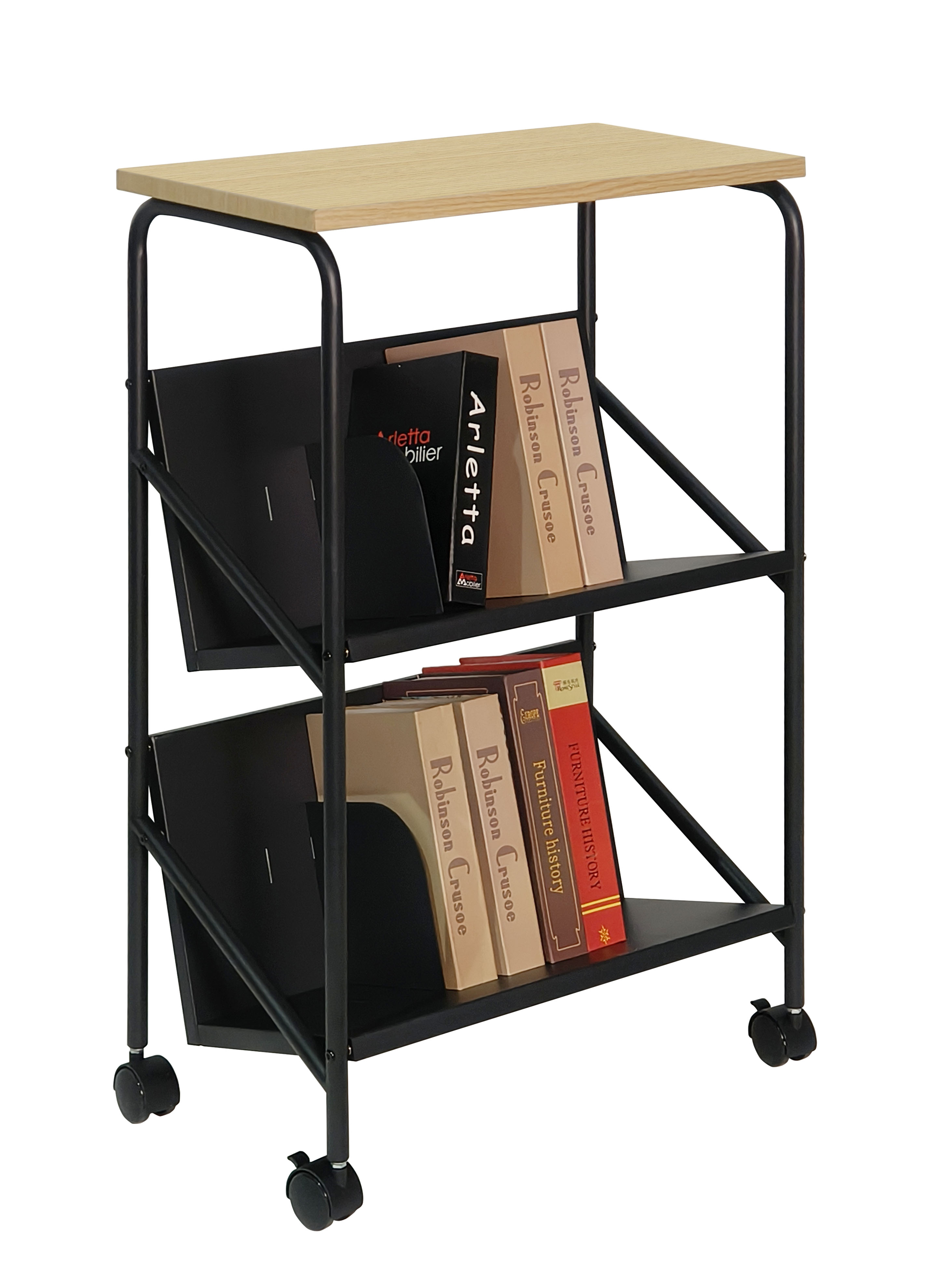 China Factory Metal Book Rack WEBBER 2-tier with Top Heat Print Shelf